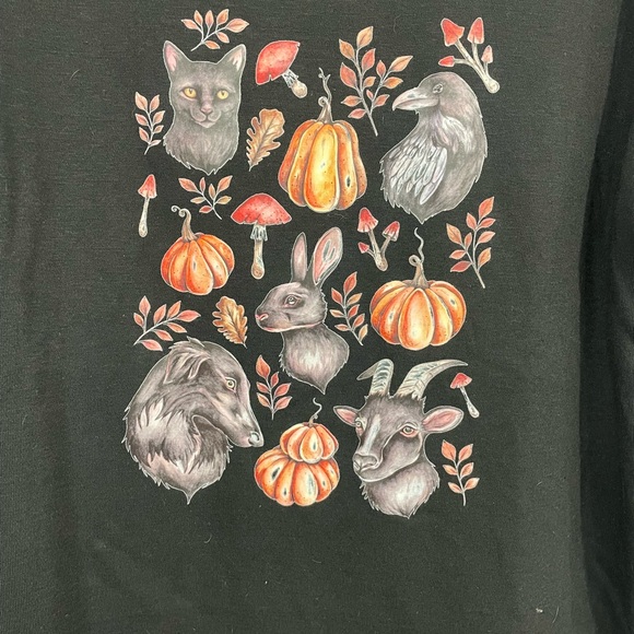 Black Spooky Witchy Fall Halloween Sweater - Picture 2 of 2